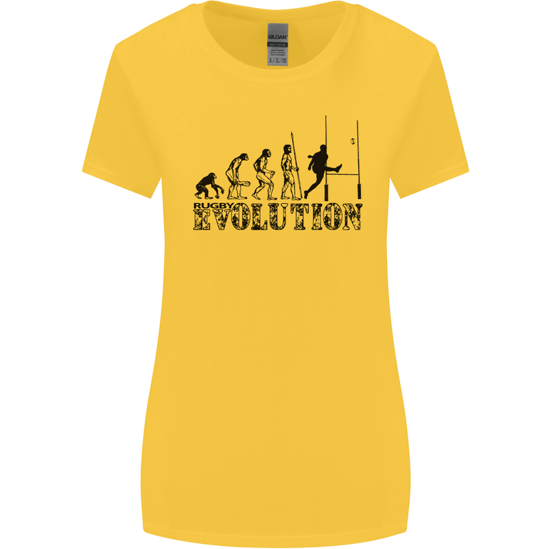 Evolution of Rugby Player Union Funny Womens Wider Cut T-Shirt Yellow