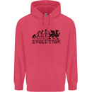 Evolution of Welsh Rugby Player Union Funny Childrens Kids Hoodie Heliconia