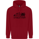 Evolution of Welsh Rugby Player Union Funny Childrens Kids Hoodie Red