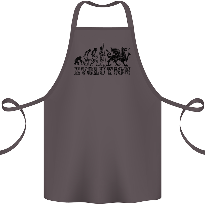 Evolution of Welsh Rugby Player Union Funny Cotton Apron 100% Organic Dark Grey