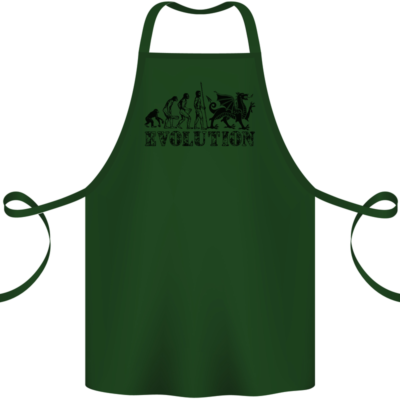 Evolution of Welsh Rugby Player Union Funny Cotton Apron 100% Organic Forest Green