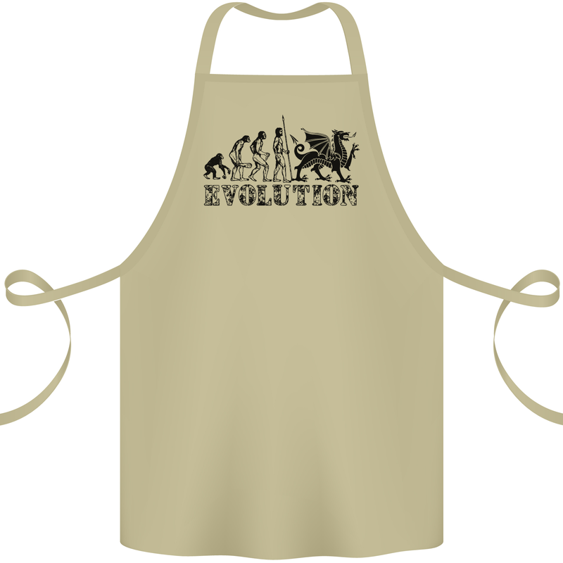 Evolution of Welsh Rugby Player Union Funny Cotton Apron 100% Organic Khaki