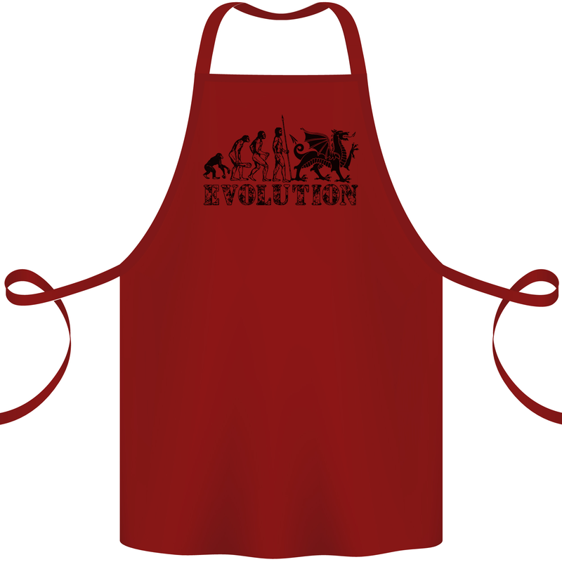 Evolution of Welsh Rugby Player Union Funny Cotton Apron 100% Organic Maroon