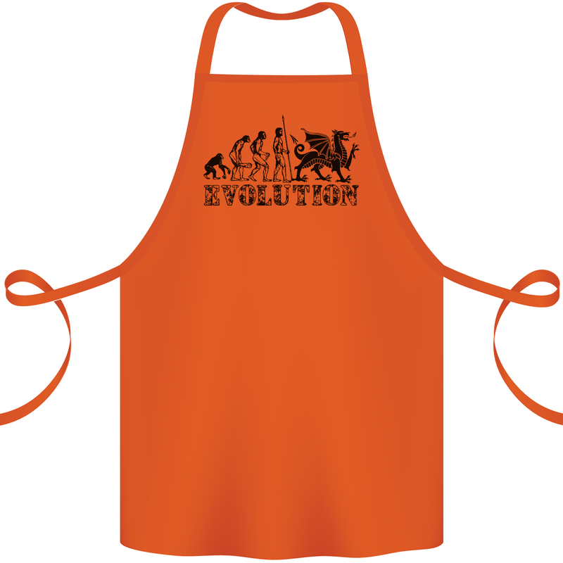 Evolution of Welsh Rugby Player Union Funny Cotton Apron 100% Organic Orange