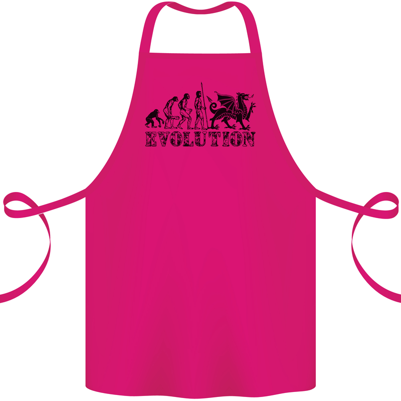 Evolution of Welsh Rugby Player Union Funny Cotton Apron 100% Organic Pink