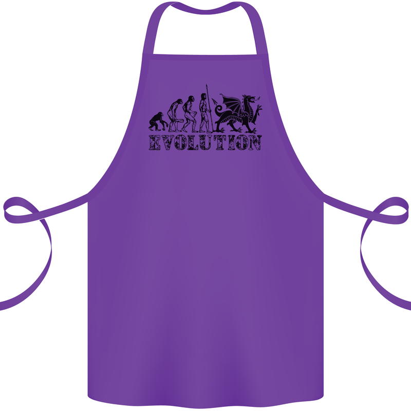 Evolution of Welsh Rugby Player Union Funny Cotton Apron 100% Organic Purple