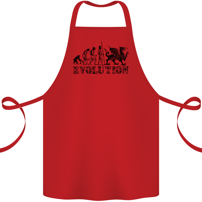 Evolution of Welsh Rugby Player Union Funny Cotton Apron 100% Organic Red