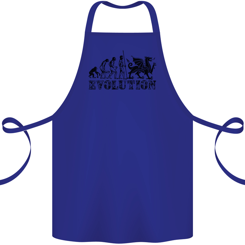 Evolution of Welsh Rugby Player Union Funny Cotton Apron 100% Organic Royal Blue