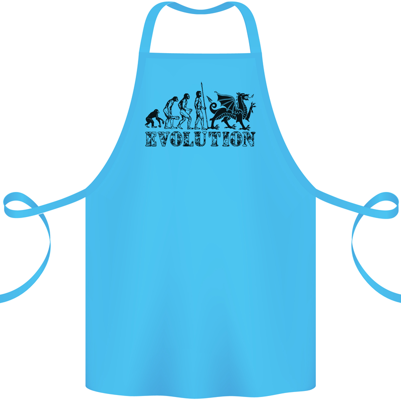 Evolution of Welsh Rugby Player Union Funny Cotton Apron 100% Organic Turquoise