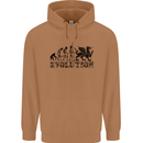 Evolution of Welsh Rugby Player Union Funny Mens 80% Cotton Hoodie Caramel Latte