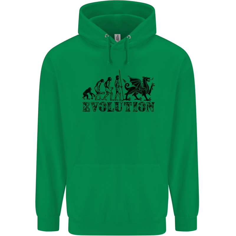 Evolution of Welsh Rugby Player Union Funny Mens 80% Cotton Hoodie Irish Green