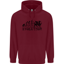 Evolution of Welsh Rugby Player Union Funny Mens 80% Cotton Hoodie Maroon