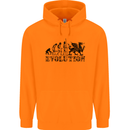 Evolution of Welsh Rugby Player Union Funny Mens 80% Cotton Hoodie Orange