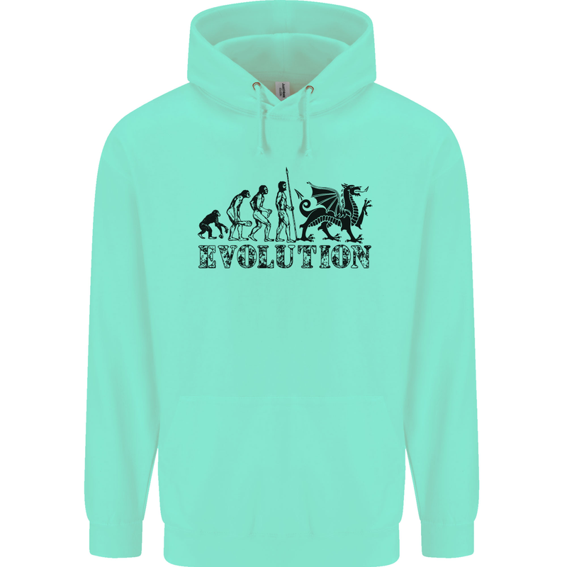 Evolution of Welsh Rugby Player Union Funny Mens 80% Cotton Hoodie Peppermint