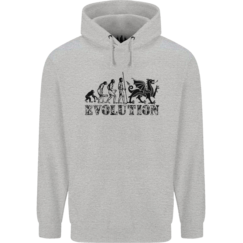 Evolution of Welsh Rugby Player Union Funny Mens 80% Cotton Hoodie Sports Grey