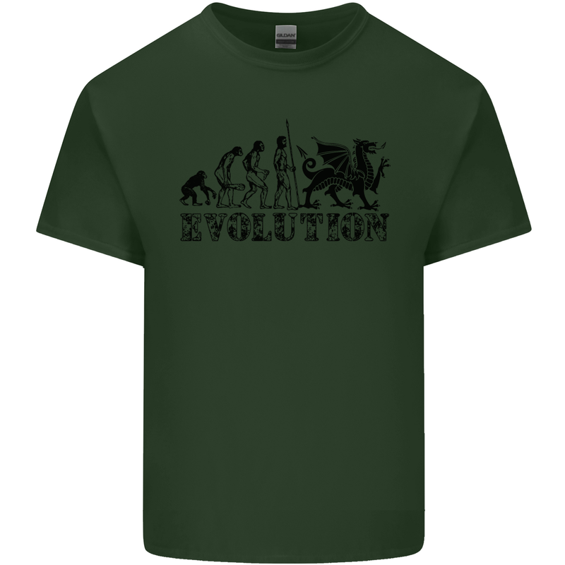 Evolution of Welsh Rugby Player Union Funny Mens Cotton T-Shirt Tee Top Forest Green