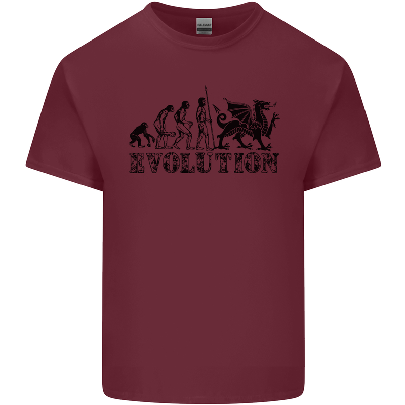 Evolution of Welsh Rugby Player Union Funny Mens Cotton T-Shirt Tee Top Maroon