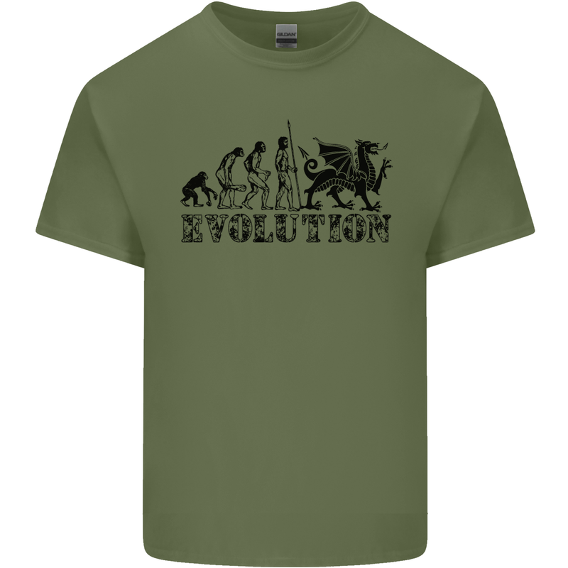 Evolution of Welsh Rugby Player Union Funny Mens Cotton T-Shirt Tee Top Military Green