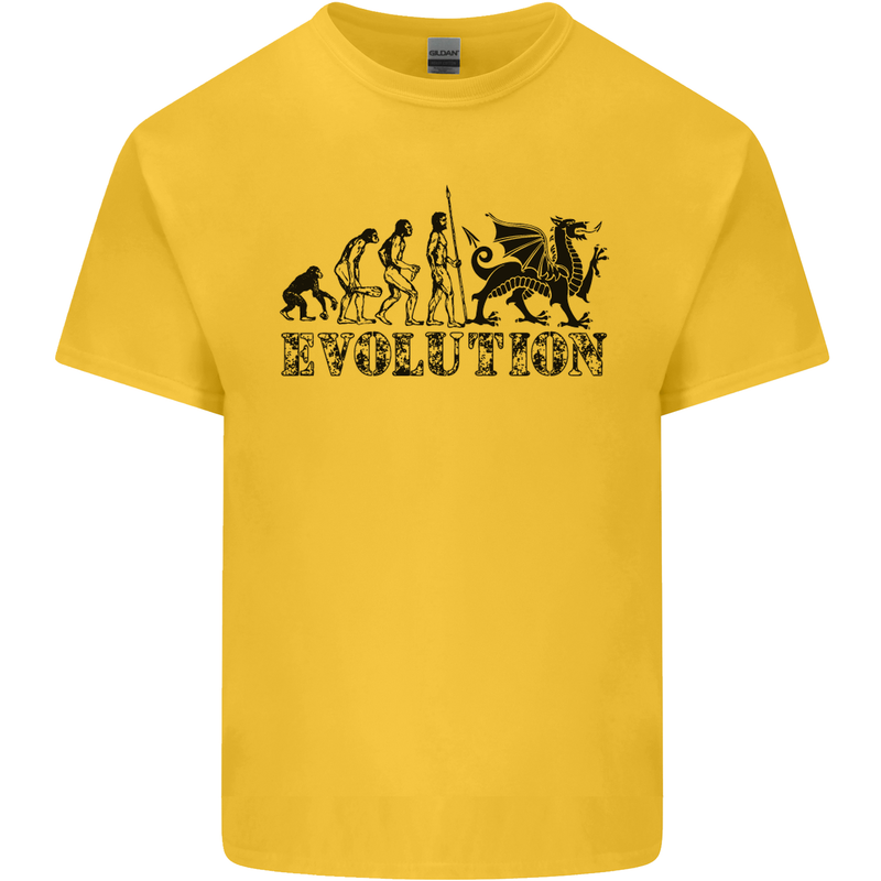 Evolution of Welsh Rugby Player Union Funny Mens Cotton T-Shirt Tee Top Yellow