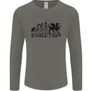 Evolution of Welsh Rugby Player Union Funny Mens Long Sleeve T-Shirt Charcoal