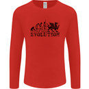 Evolution of Welsh Rugby Player Union Funny Mens Long Sleeve T-Shirt Red