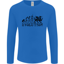 Evolution of Welsh Rugby Player Union Funny Mens Long Sleeve T-Shirt Royal Blue