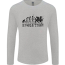 Evolution of Welsh Rugby Player Union Funny Mens Long Sleeve T-Shirt Sports Grey