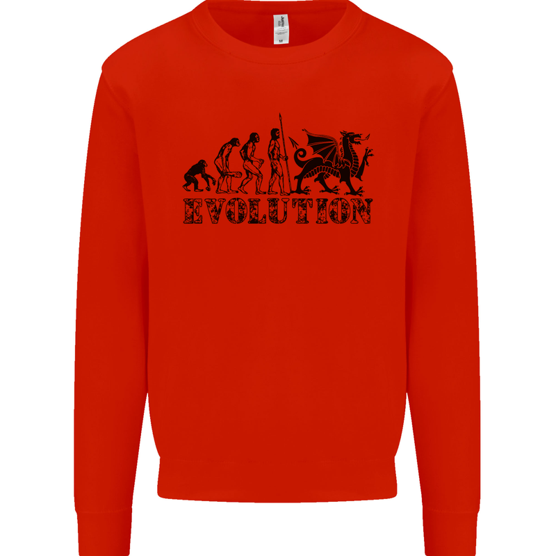 Evolution of Welsh Rugby Player Union Funny Mens Sweatshirt Jumper Bright Red