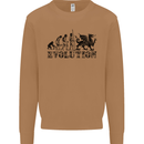 Evolution of Welsh Rugby Player Union Funny Mens Sweatshirt Jumper Caramel Latte