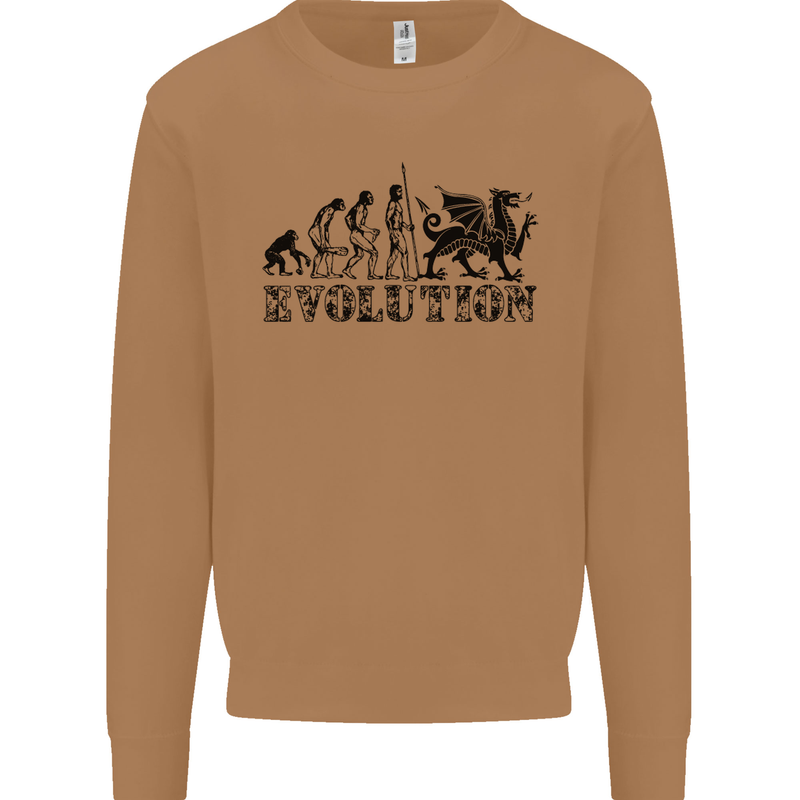 Evolution of Welsh Rugby Player Union Funny Mens Sweatshirt Jumper Caramel Latte