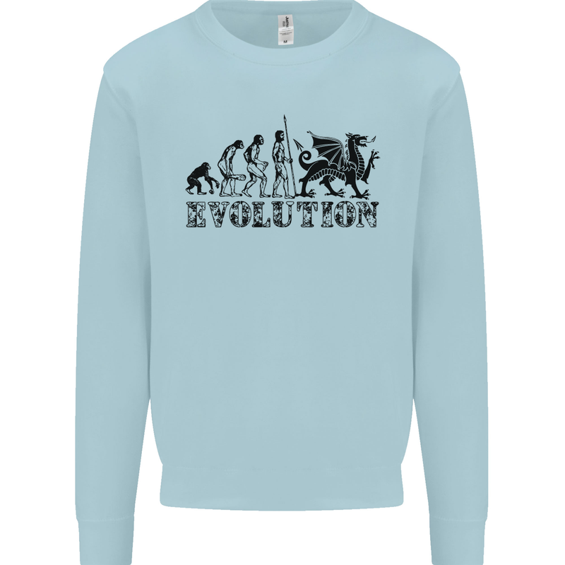 Evolution of Welsh Rugby Player Union Funny Mens Sweatshirt Jumper Light Blue