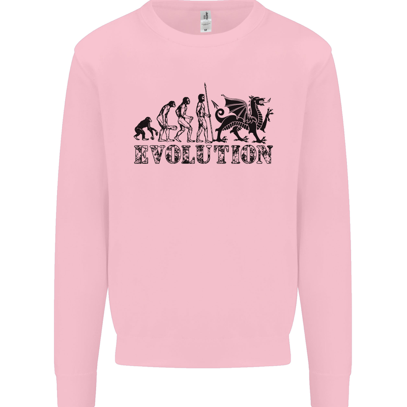 Evolution of Welsh Rugby Player Union Funny Mens Sweatshirt Jumper Light Pink