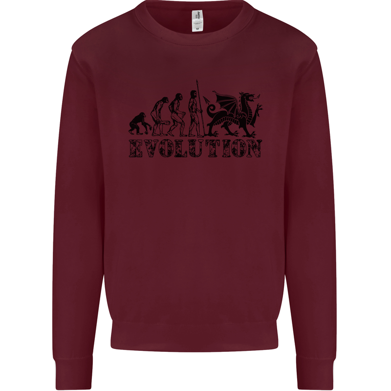 Evolution of Welsh Rugby Player Union Funny Mens Sweatshirt Jumper Maroon