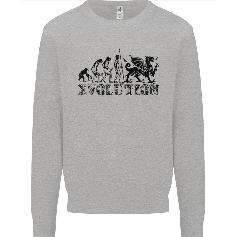 Evolution of Welsh Rugby Player Union Funny Mens Sweatshirt Jumper Sports Grey