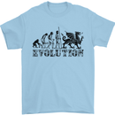 Evolution of Welsh Rugby Player Union Funny Mens T-Shirt Cotton Gildan Light Blue