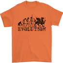 Evolution of Welsh Rugby Player Union Funny Mens T-Shirt Cotton Gildan Orange
