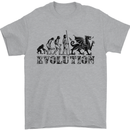 Evolution of Welsh Rugby Player Union Funny Mens T-Shirt Cotton Gildan Sports Grey