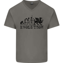 Evolution of Welsh Rugby Player Union Funny Mens V-Neck Cotton T-Shirt Charcoal