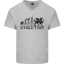 Evolution of Welsh Rugby Player Union Funny Mens V-Neck Cotton T-Shirt Sports Grey