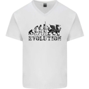 Evolution of Welsh Rugby Player Union Funny Mens V-Neck Cotton T-Shirt White