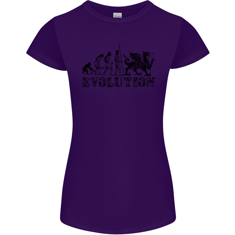 Evolution of Welsh Rugby Player Union Funny Womens Petite Cut T-Shirt Purple