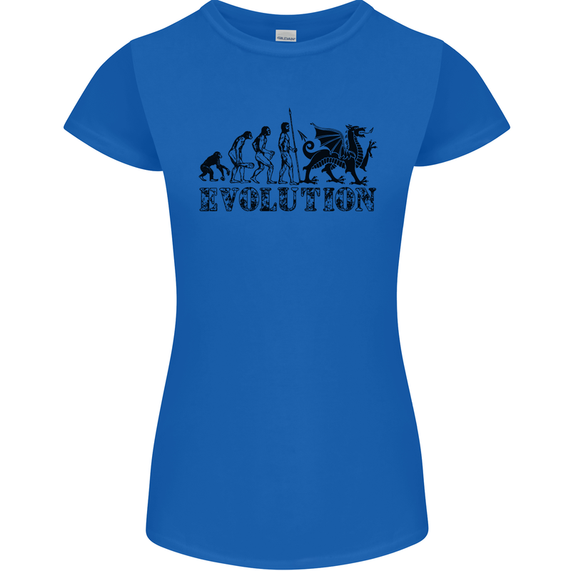 Evolution of Welsh Rugby Player Union Funny Womens Petite Cut T-Shirt Royal Blue