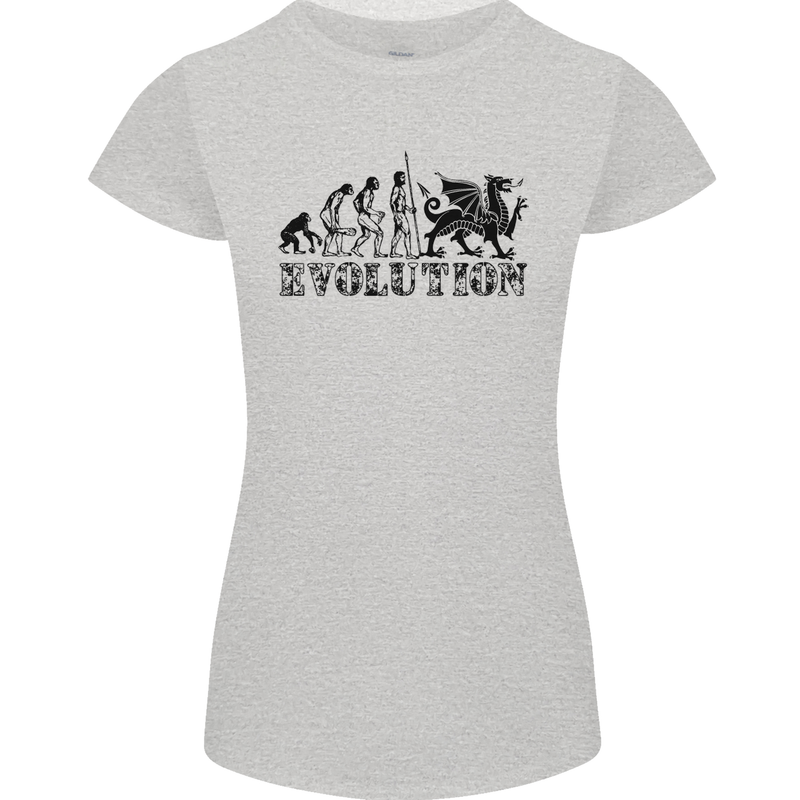 Evolution of Welsh Rugby Player Union Funny Womens Petite Cut T-Shirt Sports Grey