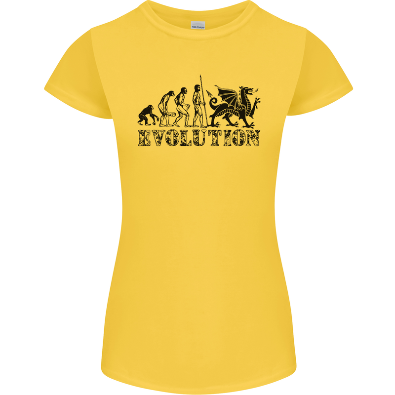Evolution of Welsh Rugby Player Union Funny Womens Petite Cut T-Shirt Yellow