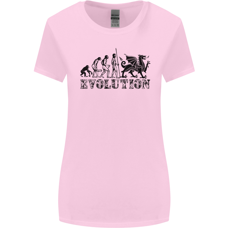 Evolution of Welsh Rugby Player Union Funny Womens Wider Cut T-Shirt Light Pink