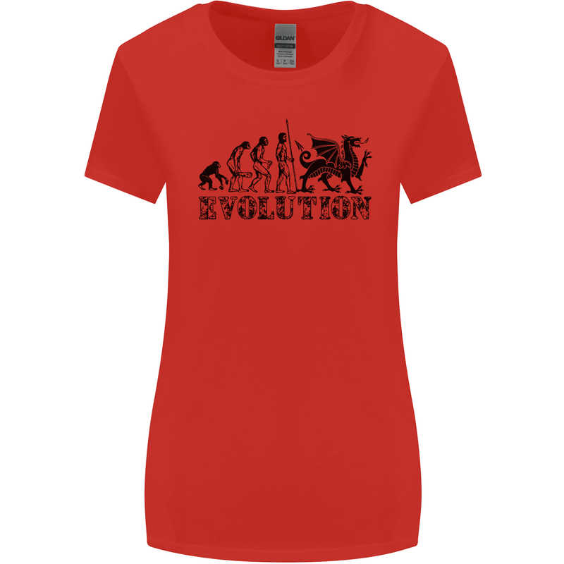 Evolution of Welsh Rugby Player Union Funny Womens Wider Cut T-Shirt Red