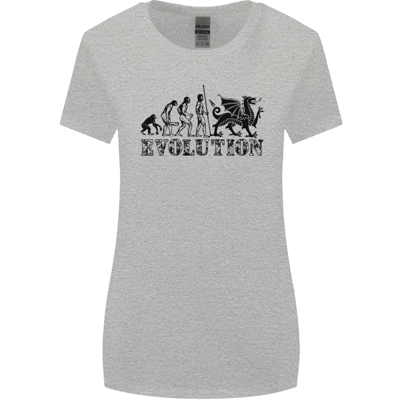 Evolution of Welsh Rugby Player Union Funny Womens Wider Cut T-Shirt Sports Grey