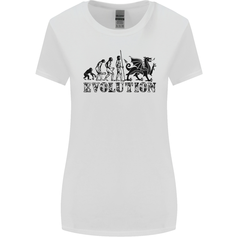 Evolution of Welsh Rugby Player Union Funny Womens Wider Cut T-Shirt White