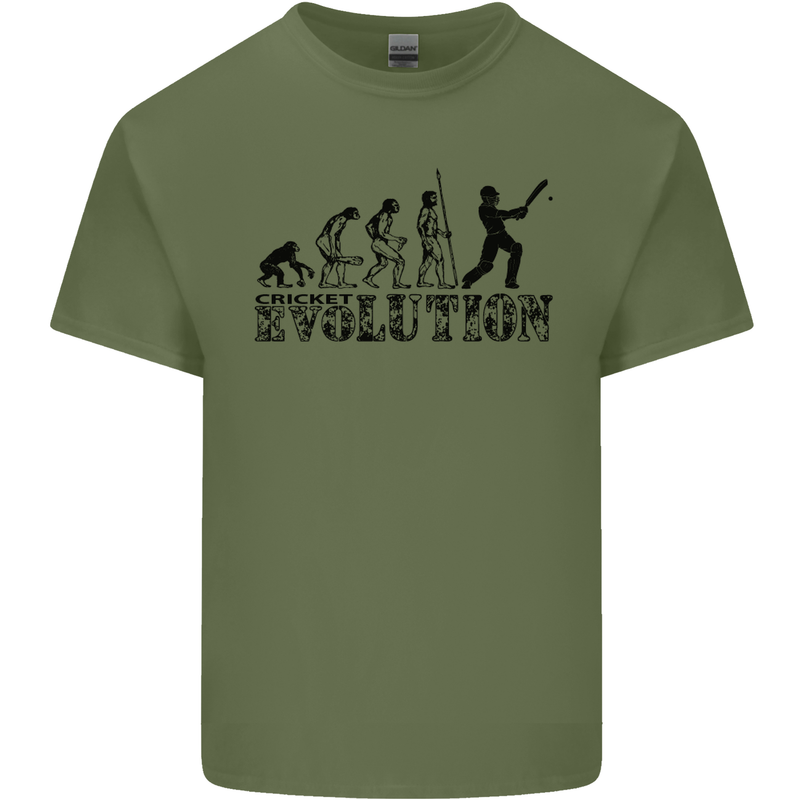 Evolution of a Cricketer Cricket Funny Mens Cotton T-Shirt Tee Top Military Green