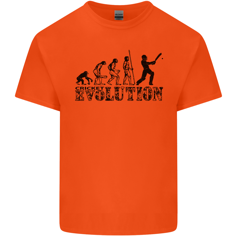 Evolution of a Cricketer Cricket Funny Mens Cotton T-Shirt Tee Top Orange